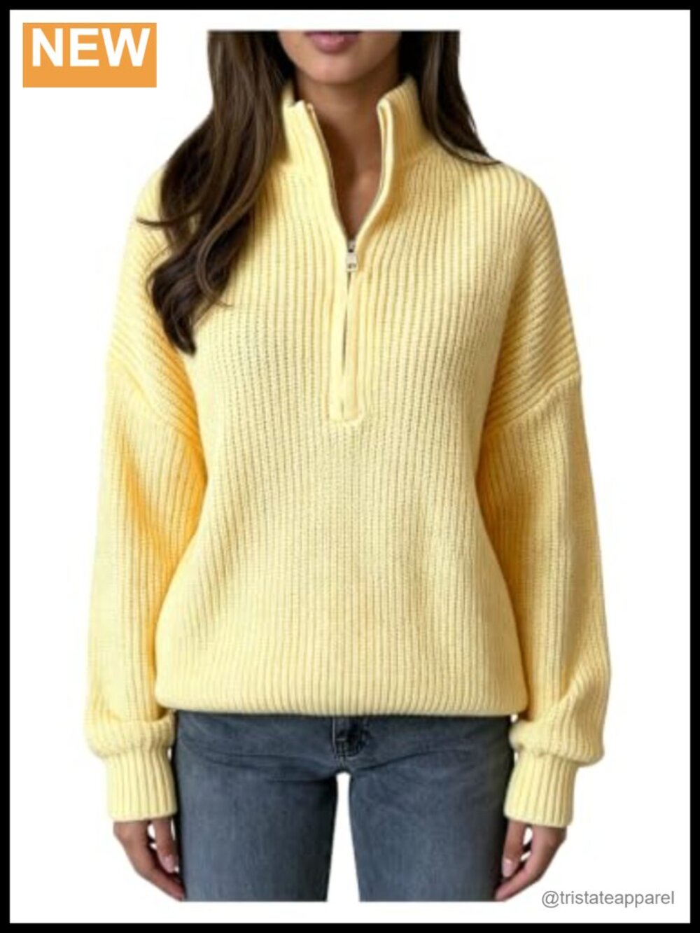 Women's Half Zip Pullover Sweater Long Sleeve Stand Collar Knit Top